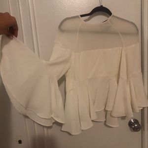 White Alexis Blouse Top with Statement Sleeves